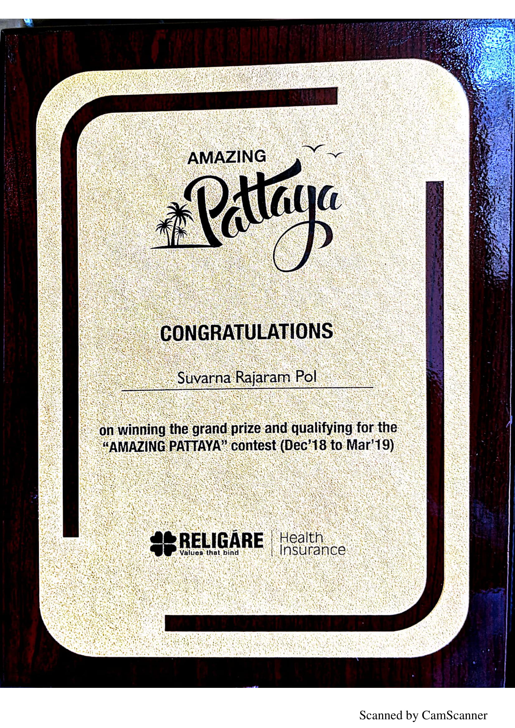 Certificate from Religare Health Insurance