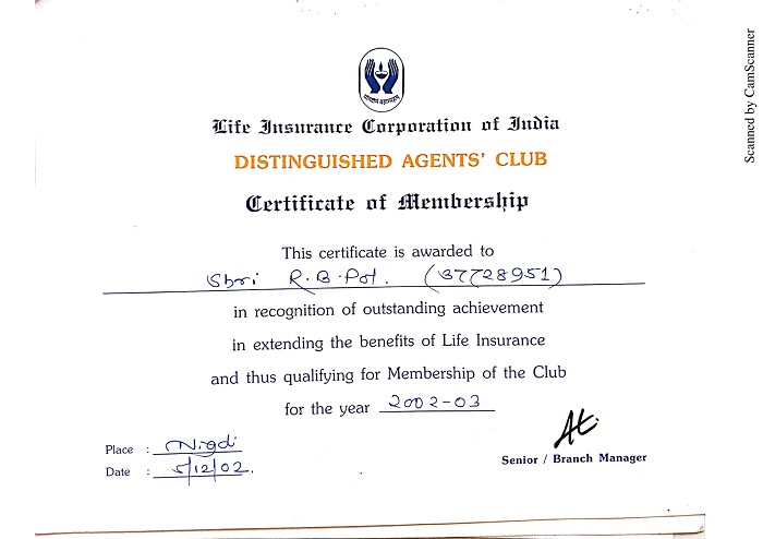 Certificate of Membership