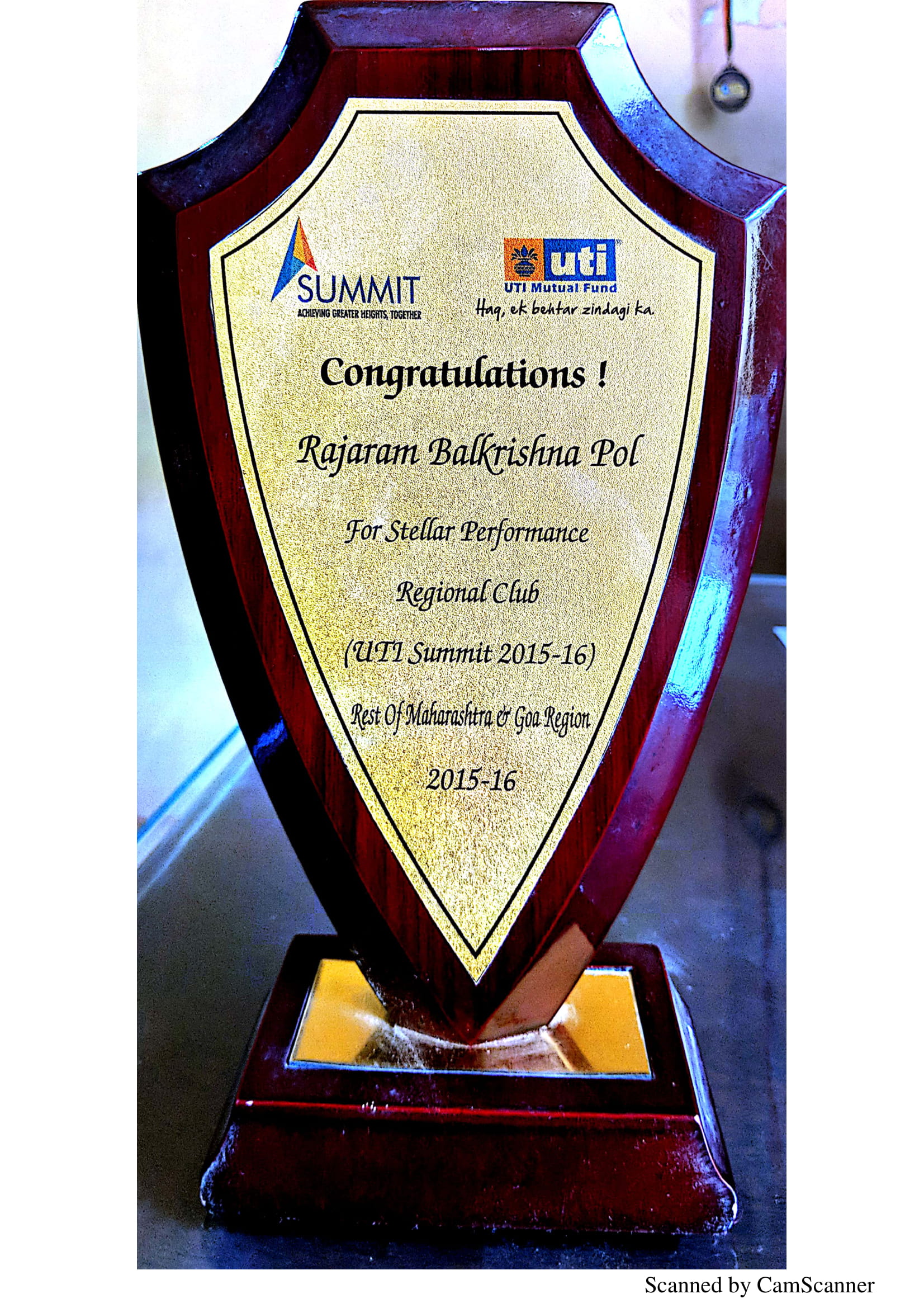 Trophy for Stellar Performance